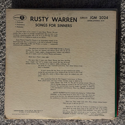 Rusty Warren - Songs for Sinners