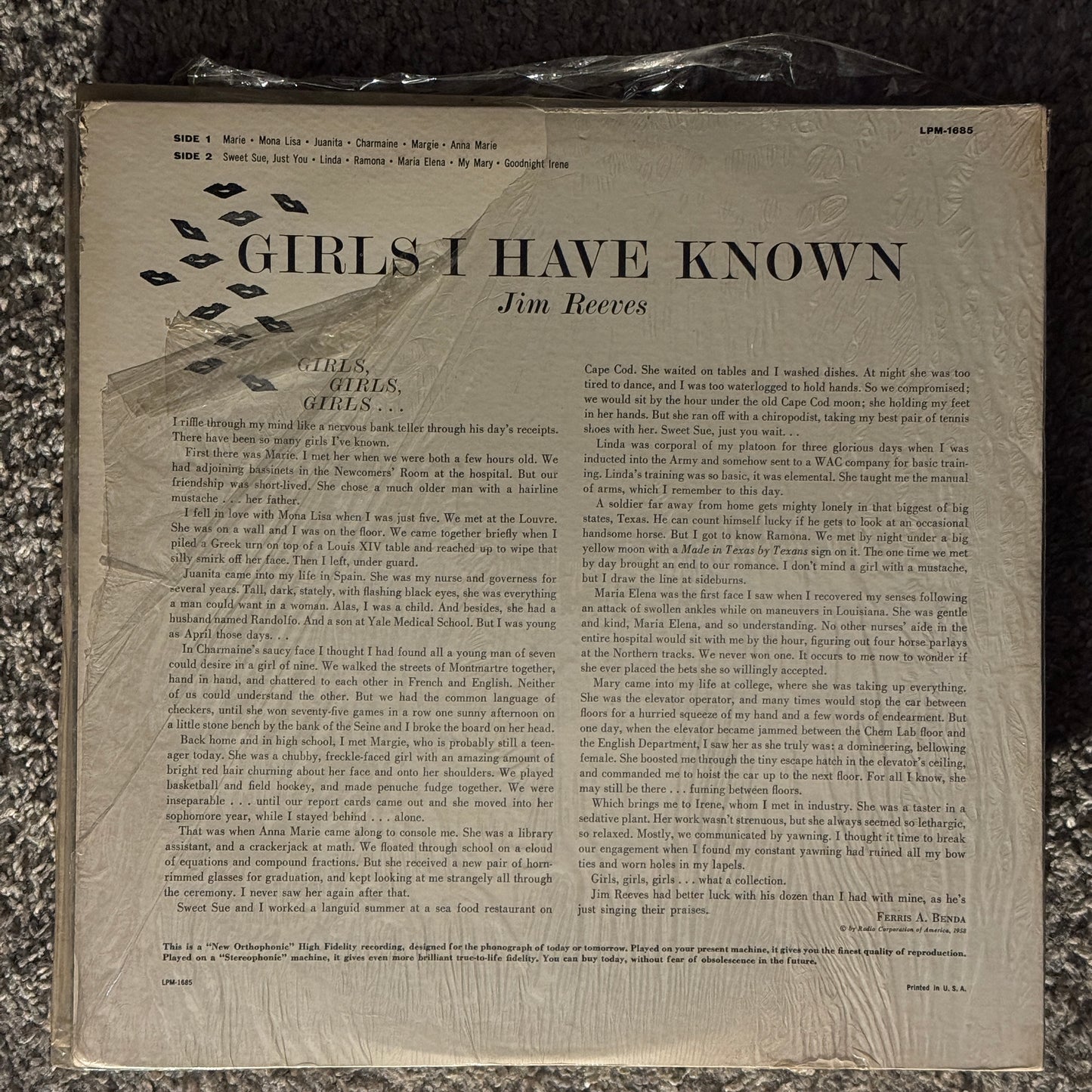 Jim Reeves - Girls I Have Known